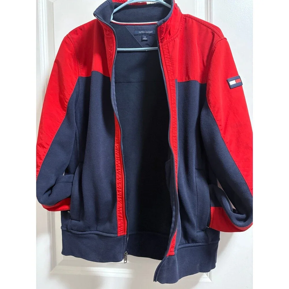 Tommy‎ Hilfiger jacket fleece lined red blue color block  medium